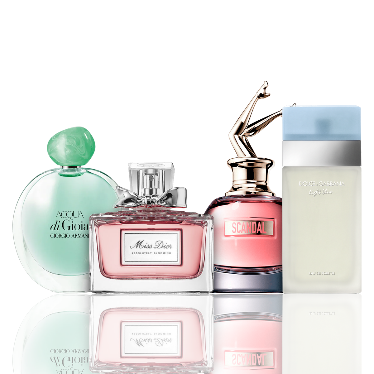 Комплект от 4 парфюма | Acqua di Gioia, Light Blue, Scandal, Miss Dior 100 ml