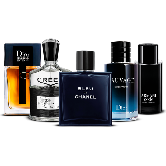 Комплект от 5 парфюма – Dior Homme Intense, Creed Aventus, Bleu de Chanel, Sauvage и Armani Code [100 ml всеки]