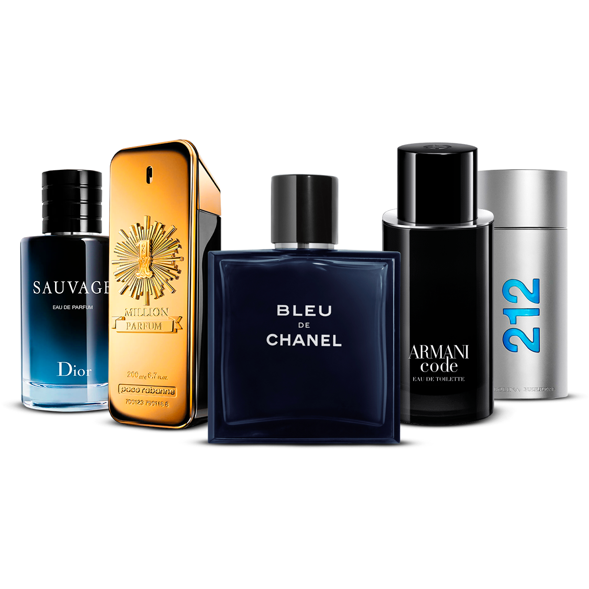 Комплект от 5 парфюма – Sauvage, 1 Million, Bleu de Chanel, Armani Code и 212 Men [100 ml всеки]