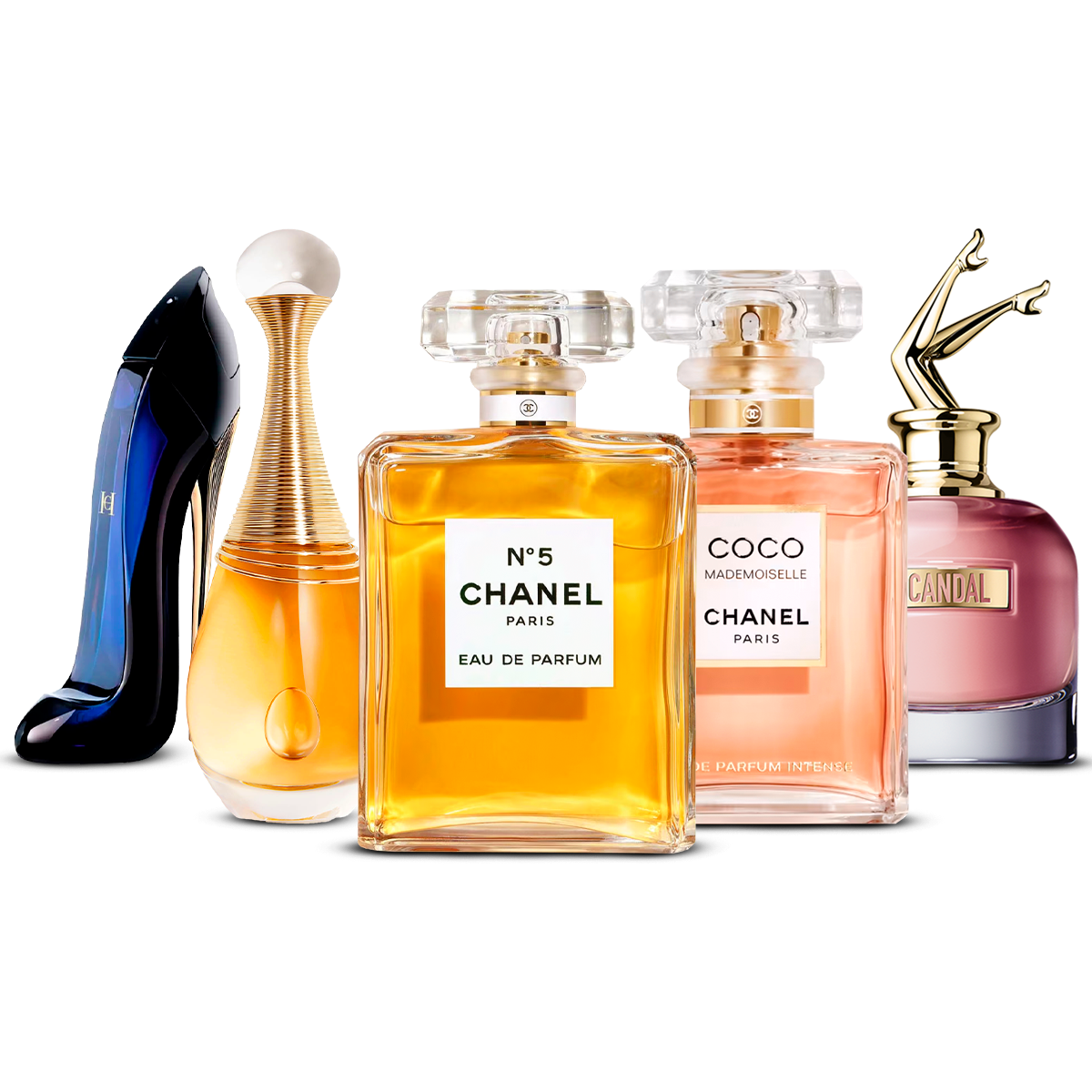 Комплект от 5 парфюма – Good Girl, J'adore, Chanel Nº5, Coco Mademoiselle и Scandal [100 ml всеки]