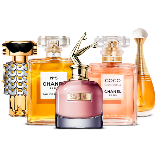 Комплект от 5 парфюма – Fame, Chanel Nº5, Scandal, Coco Mademoiselle и J'adore [100 ml всеки]
