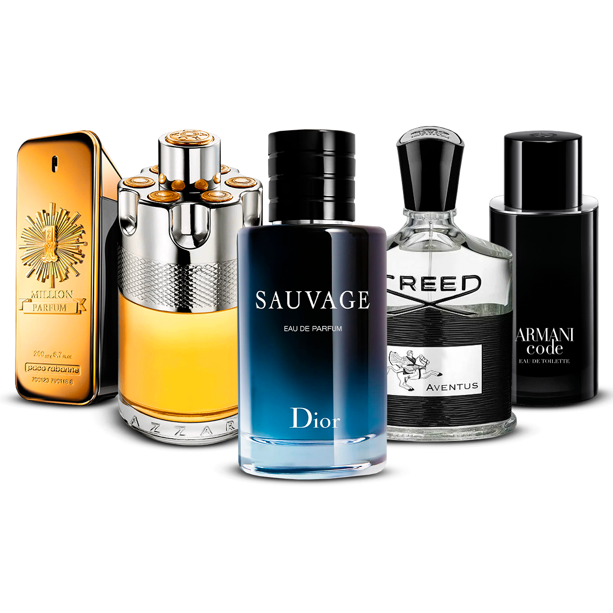 Комплект от 5 парфюма – 1 Million, Azzaro Wanted, Sauvage, Creed Aventus и Armani Code [100 ml всеки]