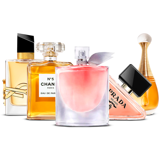 Комплект от 5 парфюма – Yves Saint Laurent Libre, Chanel Nº5, La Vie Est Belle, Prada Paradoxe и J'adore [100 ml всеки]