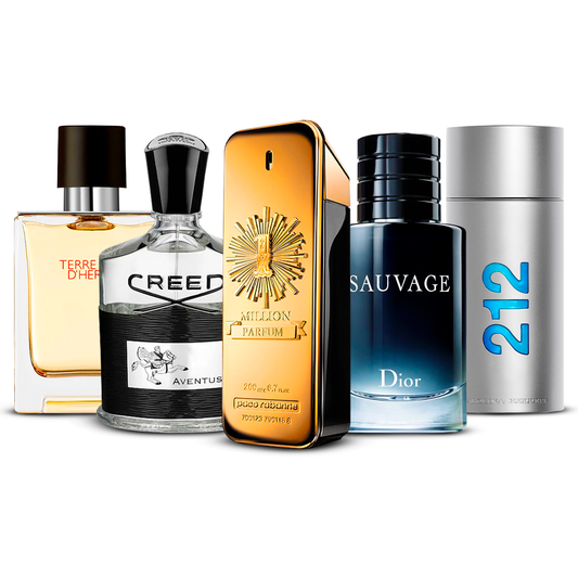 Комплект от 5 парфюма – Terre d'Hermès, Creed Aventus, 1 Million, Sauvage и 212 Men [100 ml всеки]