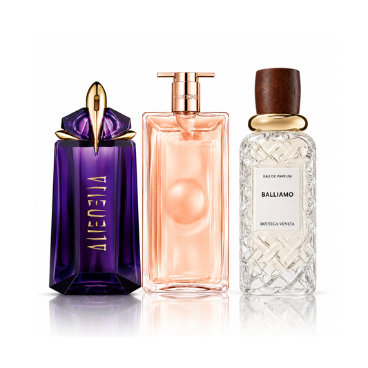 Комплект от 3 парфюма | Alien Mugler Eau de Parfum – 90 ml | Idôle Lancôme Eau de Parfum – 100 ml | Balliamo Bottega Veneta Eau de Parfum – 100 ml