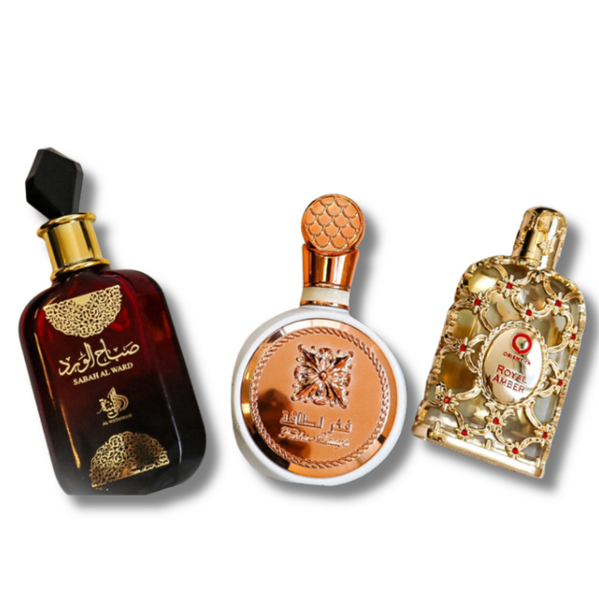 Комплект от 3 парфюма | Sabah Al Ward 100 ml, Fakhar 100 ml, Royal Amber 100 ml