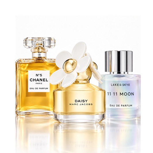 Комплект от 3 парфюма | Chanel N°5 Eau de Parfum – 100 ml | Daisy Marc Jacobs Eau de Toilette – 100 ml | 11 11 Moon Lake & Skye Eau de Parfum – 50 ml