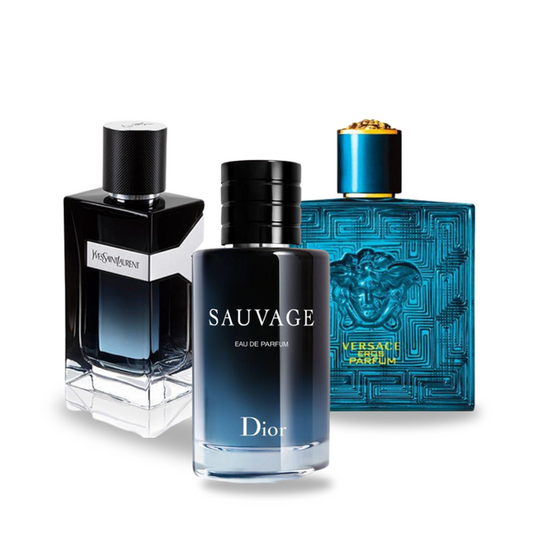 Комплект от 3 парфюма |  Dior SAUVAGE, Yves Saint Laurent Y MEN, Versace EROS 100 ml