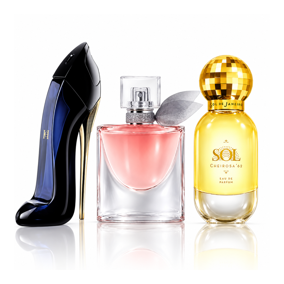 Комплект от 3 парфюма | Good Girl Carolina Herrera Eau de Parfum – 100 ml | La Vie Est Belle Lancôme Eau de Parfum – 100 ml | SOL Cheirosa ’62 Sol de Janeiro Eau de Parfum – 100 ml