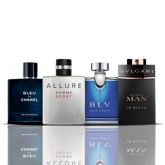 Комплект от 4 парфюма | Bleu de Chanel + Allure Sport + BLV + Bvlgari Man in Black 100 ml