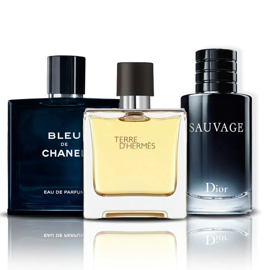 Комплект от 3 парфюма | Bleu de Chanel, Terre D'Hermes и Sauvage (100 ml)
