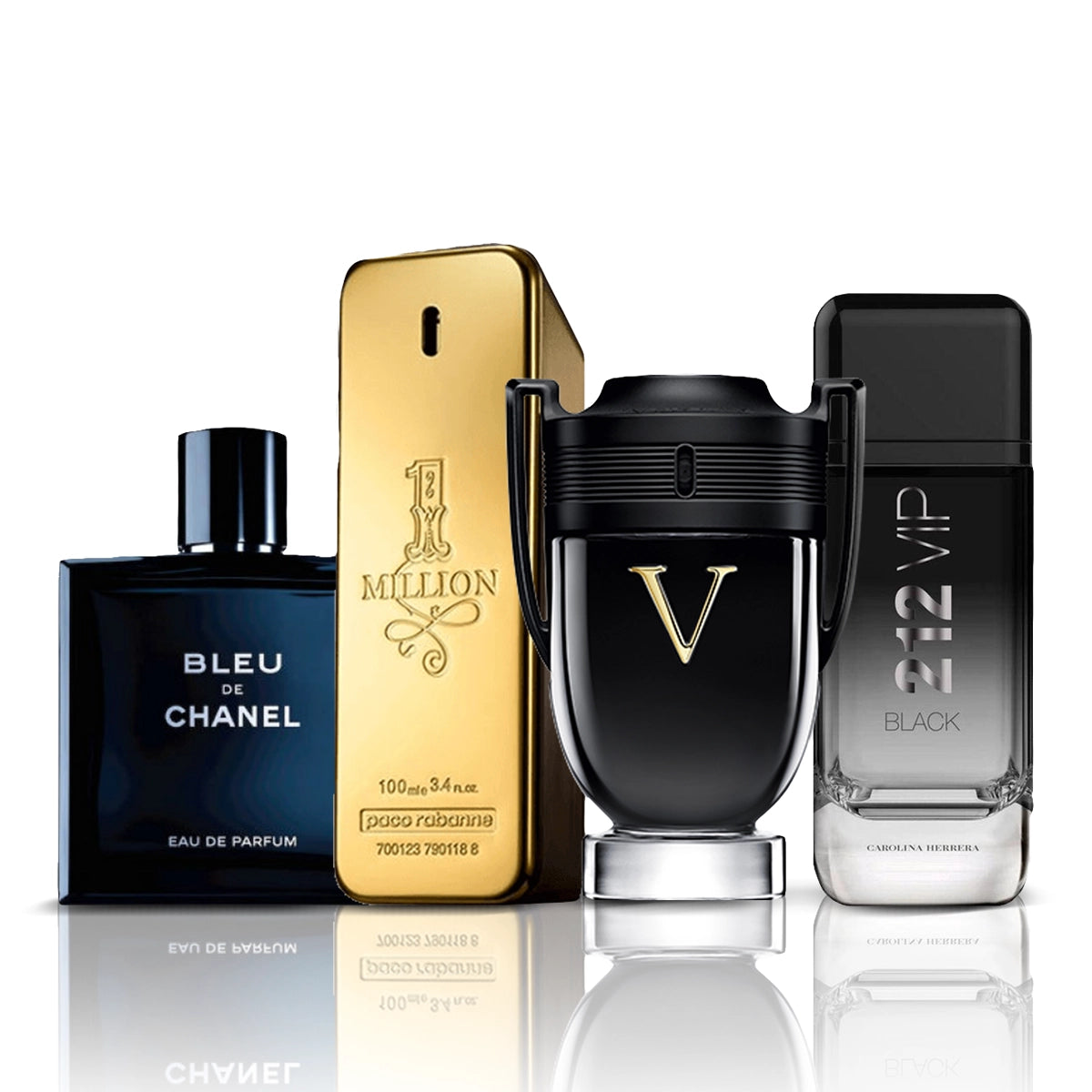 Комплект от 4 парфюма | Bleu de Chanel + One Million + Invictus Victory + 212 VIP Black 100 ml